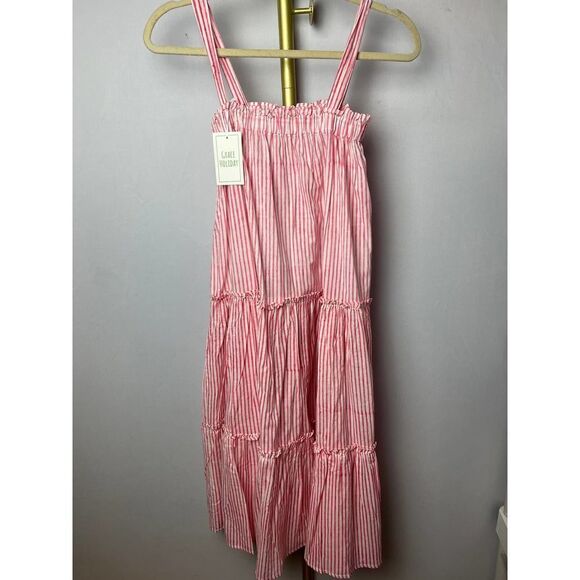 Grace Holiday Pink and White Stripe Tiered Dress NWT Sz. XS - Picture 2 of 6